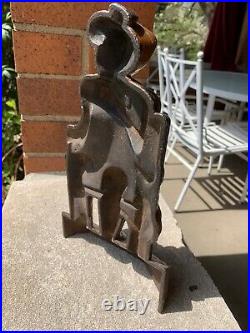 English Antique Vintage Cast Iron Man in Chair Hoisting Ale Mug Doorstop