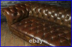 English Leather Chesterfield with Buttoned Seat, vintage, original, antique