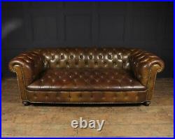 English Leather Chesterfield with Buttoned Seat, vintage, original, antique
