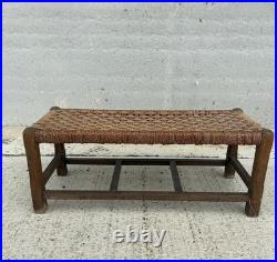 English Rope Hearth Bench Footstool Side Table Vintage Charm 1930s English Rope Hearth Bench Footstool Side Table Vintage Charm 1930s