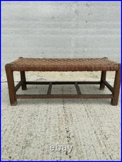English Rope Hearth Bench Footstool Side Table Vintage Charm 1930s