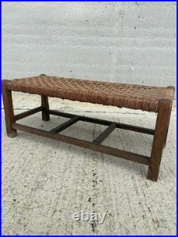 English Rope Hearth Bench Footstool Side Table Vintage Charm 1930s