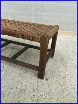 English Rope Hearth Bench Footstool Side Table Vintage Charm 1930s
