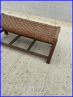 English Rope Hearth Bench Footstool Side Table Vintage Charm 1930s English Rope Hearth Bench Footstool Side Table Vintage Charm 1930s