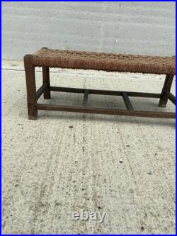 English Rope Hearth Bench Footstool Side Table Vintage Charm 1930s English Rope Hearth Bench Footstool Side Table Vintage Charm 1930s