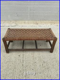 English Rope Hearth Bench Footstool Side Table Vintage Charm 1930s English Rope Hearth Bench Footstool Side Table Vintage Charm 1930s