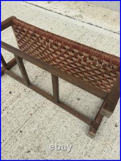 English Rope Hearth Bench Footstool Side Table Vintage Charm 1930s