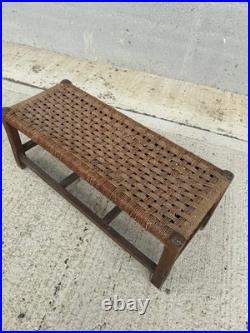 English Rope Hearth Bench Footstool Side Table Vintage Charm 1930s English Rope Hearth Bench Footstool Side Table Vintage Charm 1930s