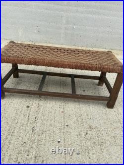 English Rope Hearth Bench Footstool Side Table Vintage Charm 1930s English Rope Hearth Bench Footstool Side Table Vintage Charm 1930s