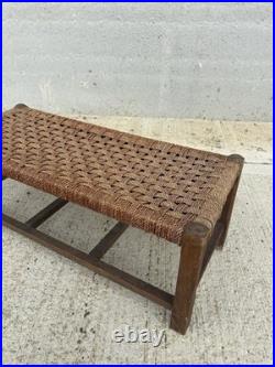 English Rope Hearth Bench Footstool Side Table Vintage Charm 1930s