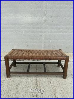 English Rope Hearth Bench Footstool Side Table Vintage Charm 1930s