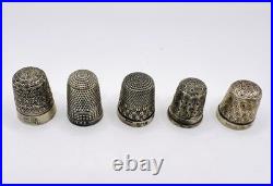 English Silver Thimbles 5 / Vintage / Eswardian Era / VGC / Set Of 5