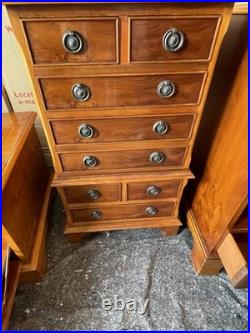 English Yew Veneer Furniture Suite Attributed Bradley Quality Vintage Set