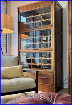 Exceptional 1930s English Oak Vintage Haberdashery Cabinets by Dudley & Co