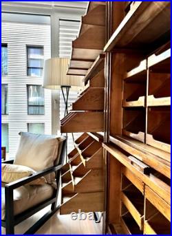 Exceptional 1930s English Oak Vintage Haberdashery Cabinets by Dudley & Co