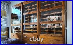 Exceptional 1930s English Oak Vintage Haberdashery Cabinets by Dudley & Co