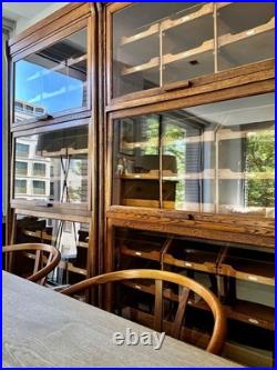 Exceptional 1930s English Oak Vintage Haberdashery Cabinets by Dudley & Co