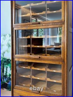 Exceptional 1930s English Oak Vintage Haberdashery Cabinets by Dudley & Co