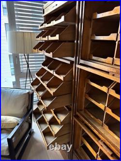 Exceptional 1930s English Oak Vintage Haberdashery Cabinets by Dudley & Co