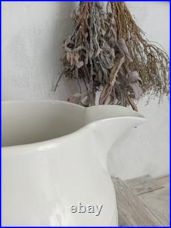 Extremely Large Antique English White Ironstone Banded Kitchen Dairy Jug c. 1900