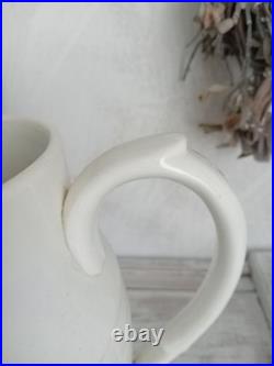 Extremely Large Antique English White Ironstone Banded Kitchen Dairy Jug c. 1900