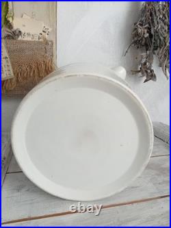 Extremely Large Antique English White Ironstone Banded Kitchen Dairy Jug c. 1900