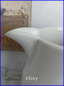 Extremely Large Antique English White Ironstone Banded Kitchen Dairy Jug c. 1900