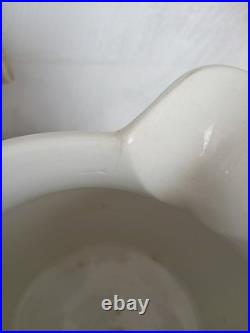 Extremely Large Antique English White Ironstone Banded Kitchen Dairy Jug c. 1900