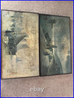 F Arnold Vintage Artist Early Paintings Morning & Evening Fishing Boats