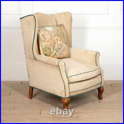 Fabulous Antique Vintage 1950s English Chenile Reupholstered Wingback Armchair