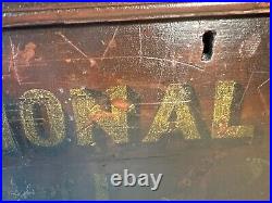 Fabulous Original Antique Vintage Old Painted Pine Chest / Trunk / Box