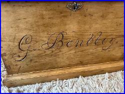 Fabulous Small Antique Vintage Old Painted Pine Chest / Trunk / Box G. Bentley