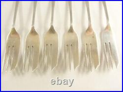 Fine Set 6 Vintage English Silver CAKE FORKS Sheffield 1953 Pierced Terminals