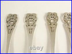 Fine Set 6 Vintage English Silver CAKE FORKS Sheffield 1953 Pierced Terminals