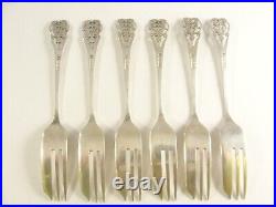 Fine Set 6 Vintage English Silver CAKE FORKS Sheffield 1953 Pierced Terminals