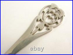 Fine Set 6 Vintage English Silver CAKE FORKS Sheffield 1953 Pierced Terminals