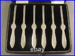 Fine Set 6 Vintage English Silver CRAB PICKS Hallmarked Birmingham 1930. Boxed