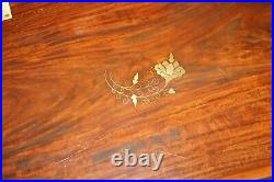 Fine Vintage English Mahogany & Brass Butlers Tray Table With Folding Sides