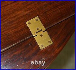 Fine Vintage English Mahogany & Brass Butlers Tray Table With Folding Sides