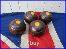 Four Tactile Antique Vintage Wooden Lignum Vitae English Sporting Lawn Balls