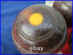 Four Tactile Antique Vintage Wooden Lignum Vitae English Sporting Lawn Balls