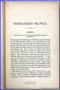 GERSTÄCKER'S TRAVELS Frederick Gerstäcker (Hardback, 1854) Antique, Vintage