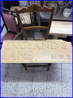 Genuine Antique Englands Lane London N. W. 3 sign Royal Label Factory RARE
