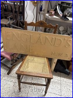 Genuine Antique Englands Lane London N. W. 3 sign Royal Label Factory RARE
