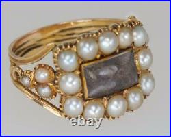 Georgian 15ct Gold Pearl Antique Memorial Ring Circa 1800 Vintage English Ring