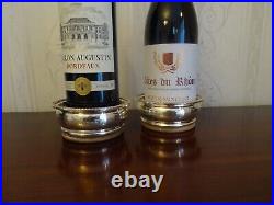 Good Pair Of Vintage English Sterling Silver Wine Slides Bottle Coasters