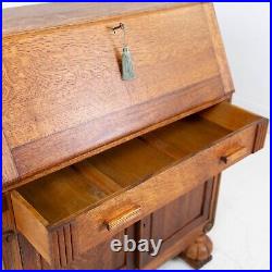 Good Quality Vintage English Oak Bureau with Storage C. 1930s