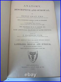 Gray's Anatomy, Descriptive and Surgical 1883 Antique Vintage Medical Ha