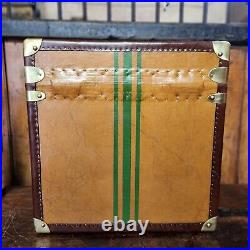 Handmade English Luxury Antique Leather Cube Trunk Perfect Side Table