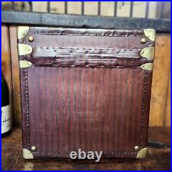 Handmade English Luxury Antique Leather Cube Trunk Perfect Side Table